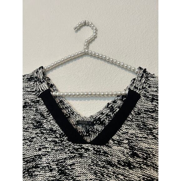 Lafayette 148 Size Medium Knitted Top White Black Dolman Sleeve Cotton Shirt - Picture 2 of 16